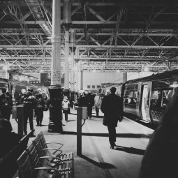 black and white image of waverley station