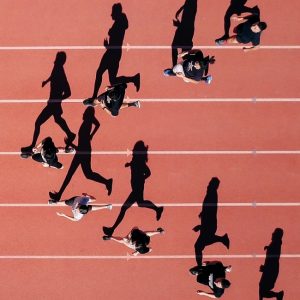 Athletes running track