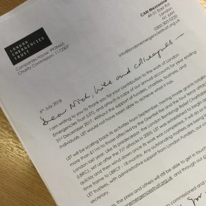 London Emergencies Trust Letter